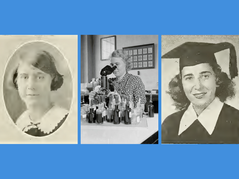 Photos of Lucille Godelfer, Mary Rollins, and May Hyman Lesser 
